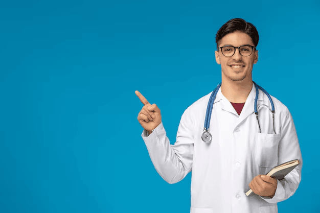 Doctor with blue background